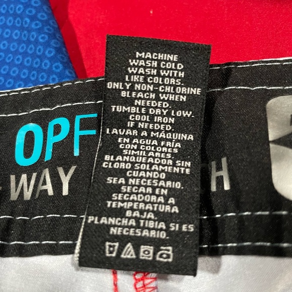 OP Swimming Trunks Board Shorts Blue & Red With Drawstrings & Pocket - Size 30 - Picture 7 of 8